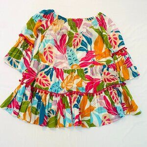 NWT True Destination Resort Wear Womens Medium beach dress tropical sheer ruffle